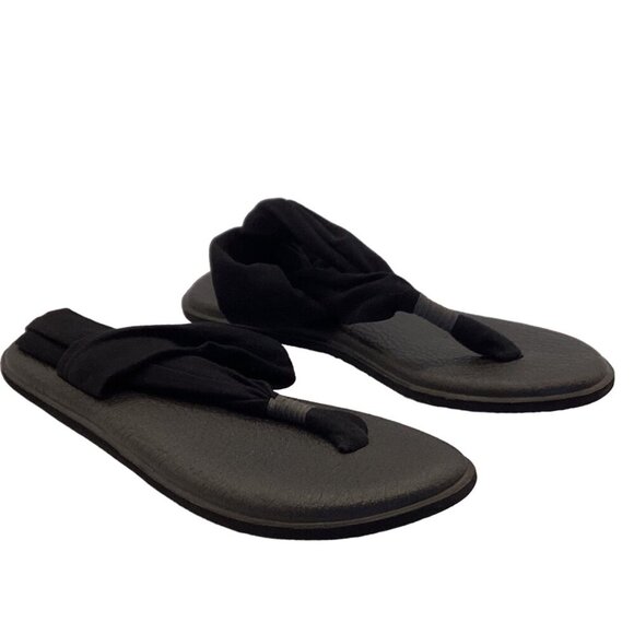 SANUK Womens Black Yoga Sling 2 Cheetah Sandals Size 10 - Picture 1 of 11